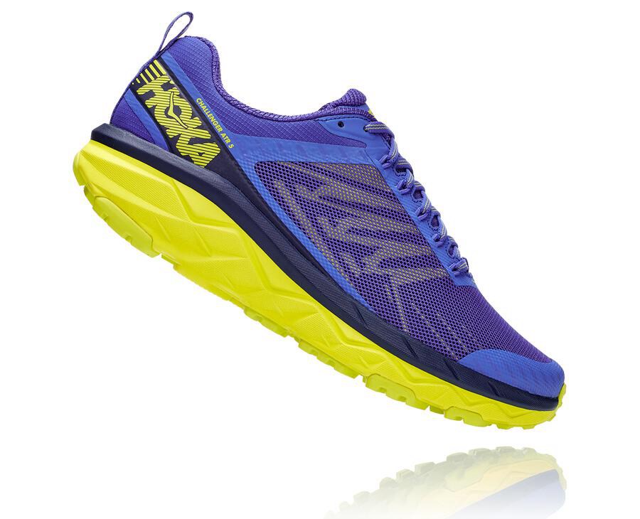 Hoka One One Mens Trail Shoes - Challenger ATR 5 - Blue/Green - BAMP60971